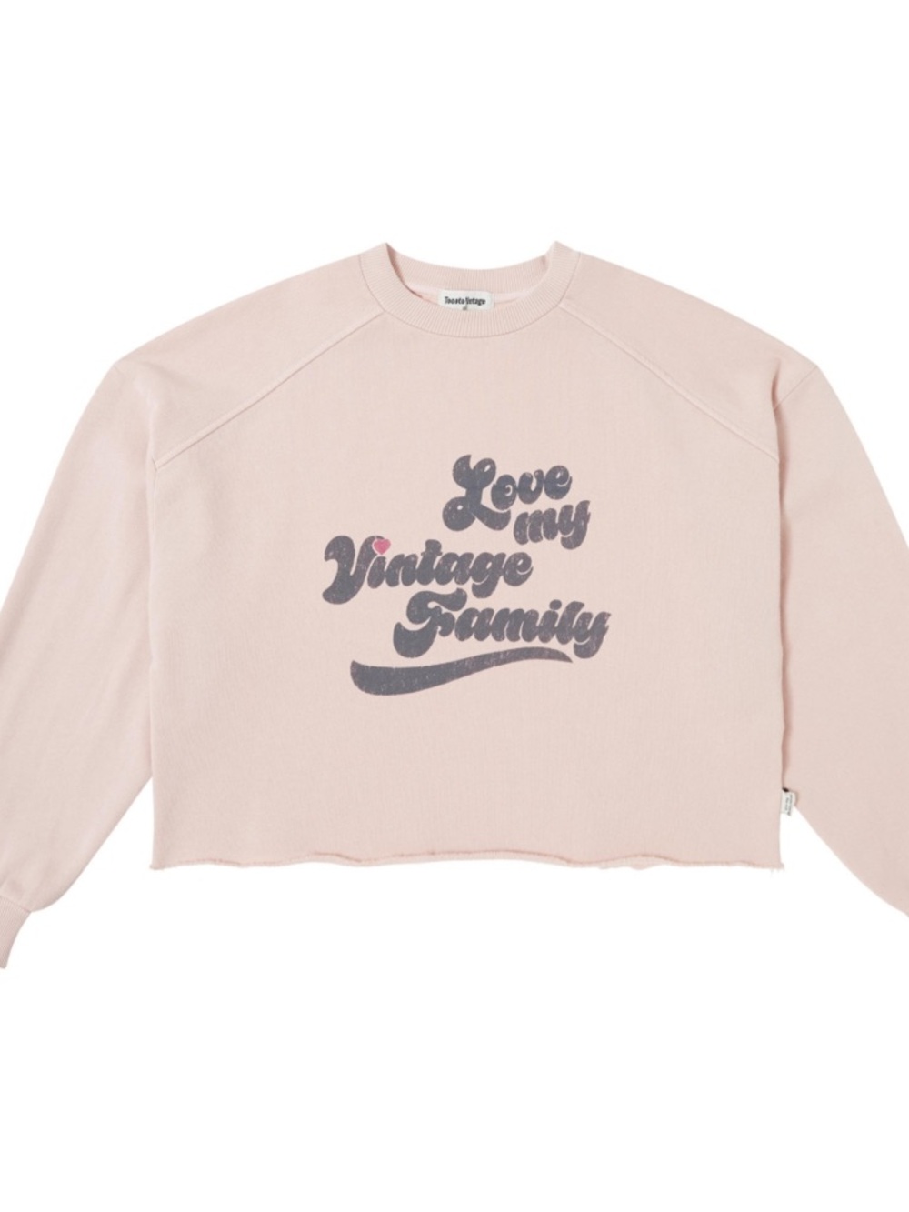 TOCOTO VINTAGE Love My Vintage Family Pink Cropped Sweatshirt